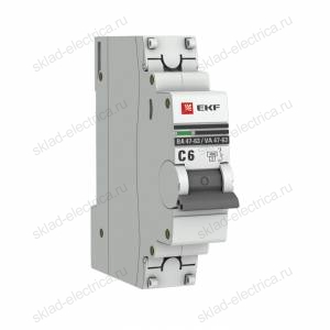 Автоматический выключатель 1P 6А (C) 4,5kA ВА 47-63 EKF PROxima