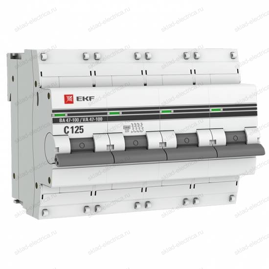 Автоматический выключатель 4P 125А (C) 10kA ВА 47-100 EKF PROxima