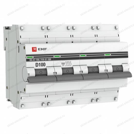 Автоматический выключатель 4P 100А (D) 10kA ВА 47-100 EKF PROxima