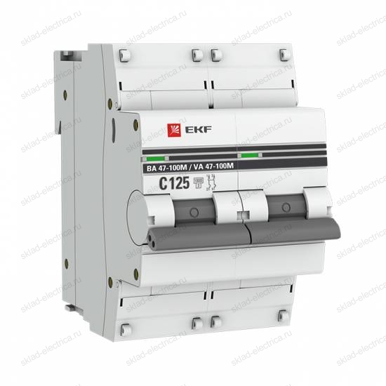 Автоматический выключатель 2P 125А (C) 10kA ВА 47-100M без теплового расцепителя EKF PROxima