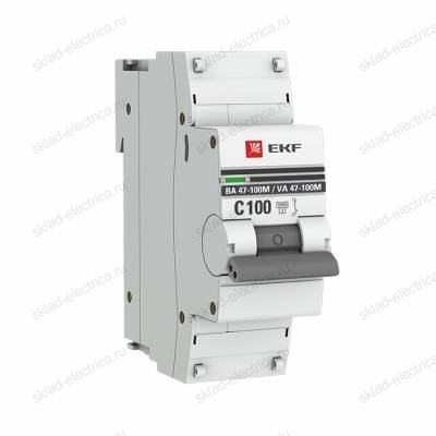 Автоматический выключатель 1P 100А (C) 10kA ВА 47-100M без теплового расцепителя EKF PROxima