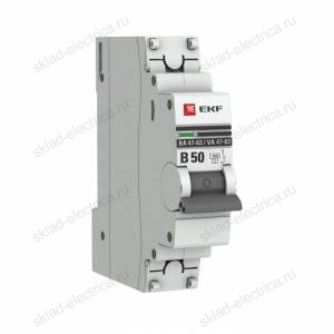 Автоматический выключатель 1P 50А (В) 4,5kA ВА 47-63 EKF PROxima