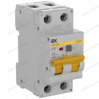 KARAT Автоматический выключатель дифференциального тока АВДТ32EM 1P+N C10 30мА тип A IEK