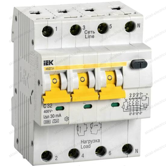 KARAT Автоматический выключатель дифференциального тока АВДТ 34 C32 30мА тип A IEK