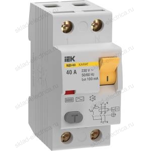 Выключатель дифференциальный (УЗО) KARAT ВД3-63 2P 40А 100мА 6кА тип AC IEK