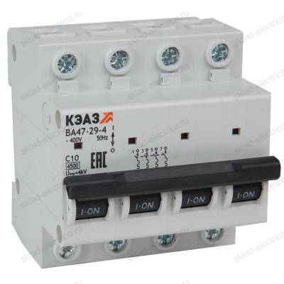 Выключатель автоматический модульный ВА47-29-4B1-УХЛ3 (4,5кА)-КЭАЗ