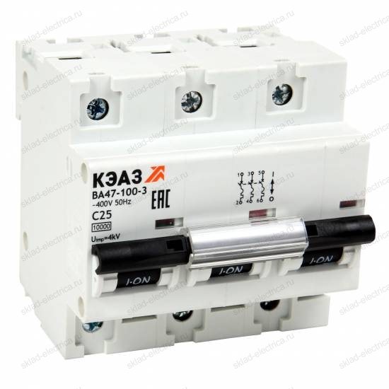 Выключатель автоматический модульный ВА47-100-3C100-УХЛ3 (10кА)-КЭАЗ