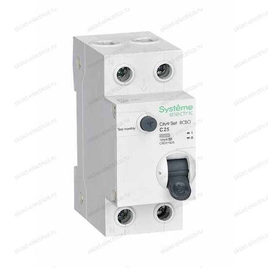 Автоматический выключатель дифферинциального тока (АВДТ) 1P+N С 25А 4.5kA 10мА Тип-A C9D51625 City9 Set