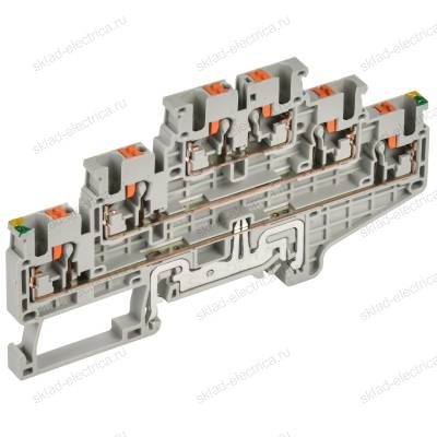 Колодка клеммная CP-ML-PEN трехуровневая с заземлением на нижнем уровне 2,5мм2 серая IEK