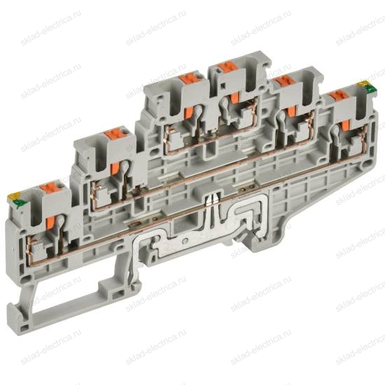 Колодка клеммная CP-ML-PEN трехуровневая с заземлением на нижнем уровне 2,5мм2 серая IEK