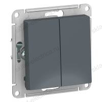 Выключатель двухклавишный ATN000751 Schneider Electric Atlas Design грифель