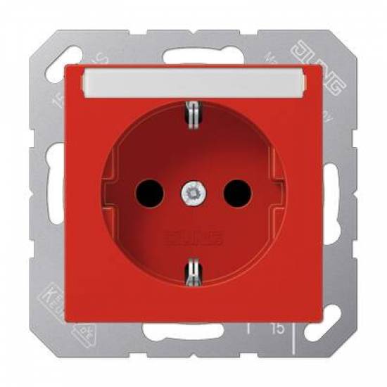 JUNG SCHUKO розетка с полем для надписи 6x46 мм, красная