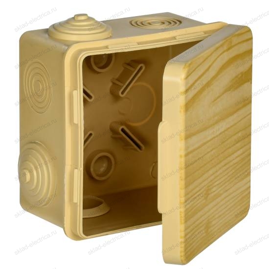 Коробка распаячная КМ для открытой проводки с откидной крышкой 80х80х50мм IP54 7 гермовводов сосна IEK