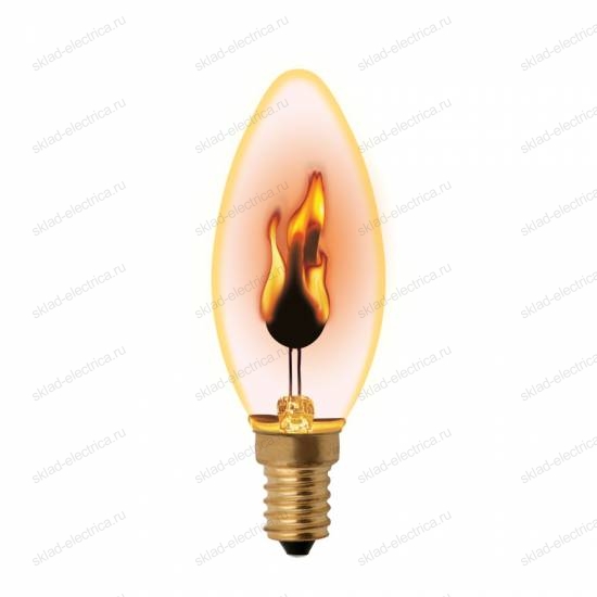 IL-N-C35-3-RED-FLAME-E14-CL Лампа декоративная с типом свечения эффект пламени. Форма свеча. прозрачная.