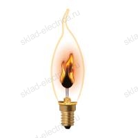 IL-N-CW35-3-RED-FLAME-E14-CL Лампа декоративная с типом свечения эффект пламени. Форма свеча на ветру. прозрачная.