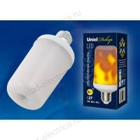 LED-L60-6W-FLAME-E27-FR PLD01WH Лампа светодиодная декоративная с типом свечения эффект пламени. Форма цилиндр. матовая.