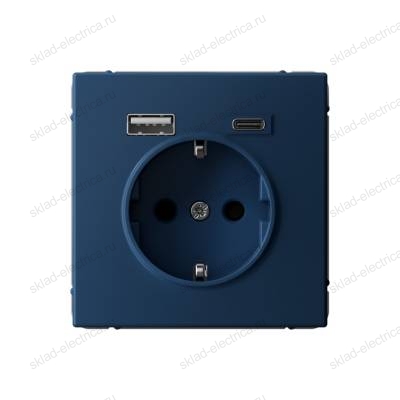 РОЗЕТКА 16 А с 2 USB А+С, 5 В, 1 порт 2,4/3,0 А, 2 порта 1,5 А , ArtGallery, цвет Аквамарин, GAL001132