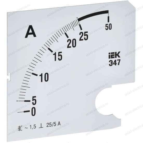 Шкала сменная для амперметра Э47 25/5А класс точности 1,5 96х96мм IEK