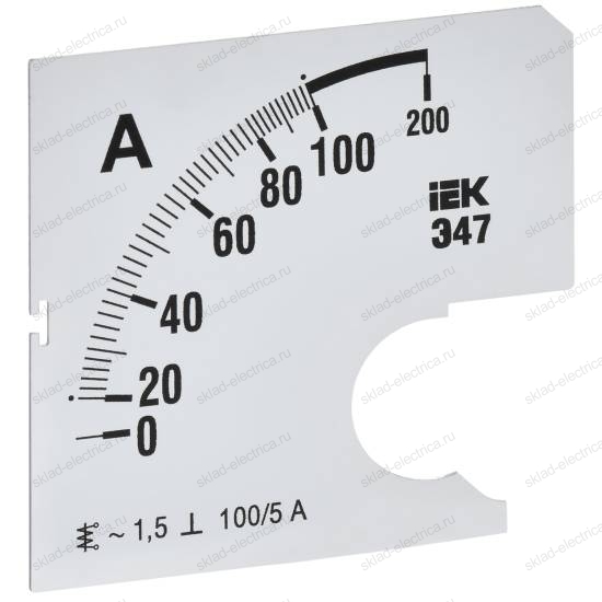 Шкала сменная для амперметра Э47 100/5А класс точности 1,5 72х72мм IEK