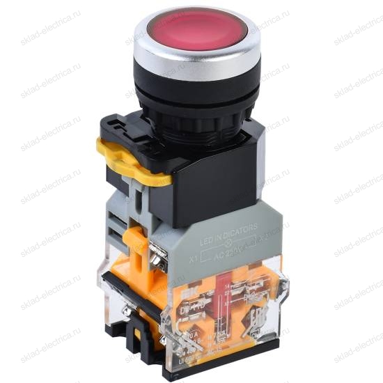 Кнопка управления D8-11D d=22мм 1з+1р с подсветкой красная IEK