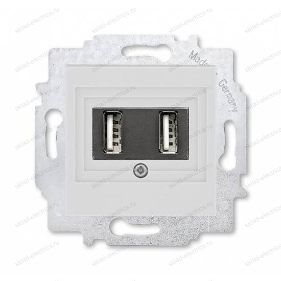 Розетка USB 2-ая (для подзарядки), цвет Серый/Белый, Levit