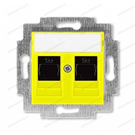 Розетка компьютерная 2-ая кат.5е, RJ-45 (интернет), цвет Желтый/Дымчатый черный, Levit