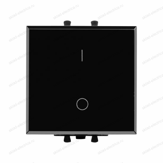 Выключатель двухполюсный одноклавишный модульный, "Avanti", "Черный квадрат", 2 модуля