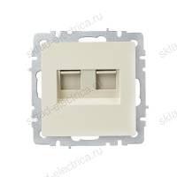 BRITE Розетка компьютерная двойная RJ45 кат.5E РК10-2-БрКр бежевый IEK