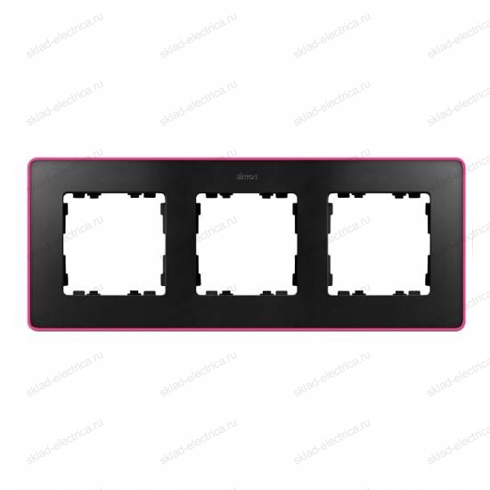 Рамка 3 поста Select Neon Simon 82 Detail, графит-розовый