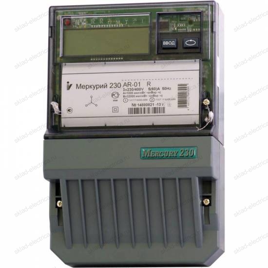 Счетчик электроэнергии Меркурий 230 АR-02 R 10(100)А трехфазный (380В) однотарифный с LCD прямого включения (п)