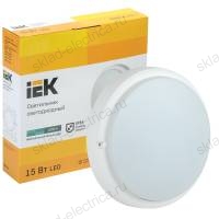 Светильник светодиодный ДПО 4003 15Вт IP54 4000K круг белый пластик IEK