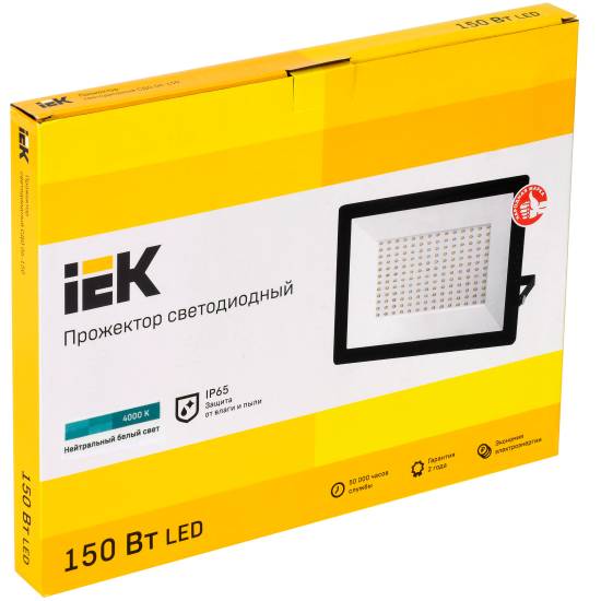 Прожектор светодиодный СДО 06-150 IP65 4000К черный IEK