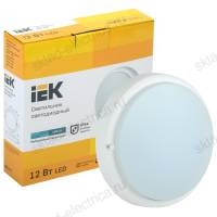 Светильник светодиодный ДПО 4002 12Вт IP54 4000K круг белый пластик IEK