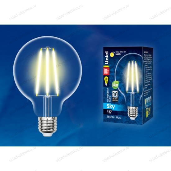 LED-G95-10W/3000K/E27/CL PLS02WH картон