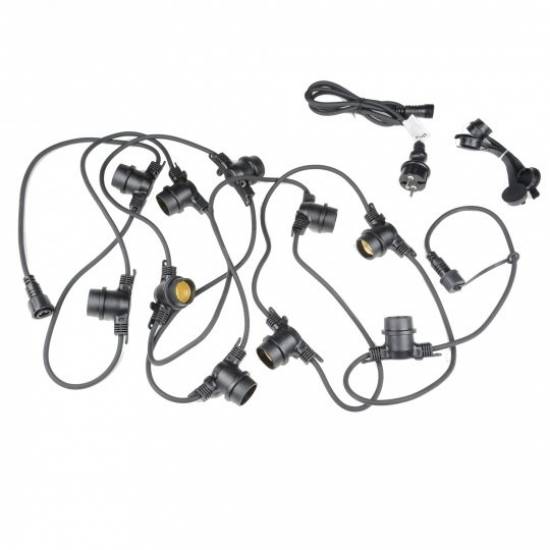 UDL-K121 10/E27/5M 5C IP65 BLACK BELT-LIGHT Гирлянда Белт-лайт, 5 м + 1,5м сетевой шнур. 10 патронов E27, шаг 50см. 5 заглушек. Чёрная. TM Uniel.