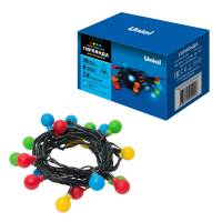 ULD-S0280-020/DGA MULTI IP20 COLORBALLS Гирлянда светодиодная с контроллером «Разноцветные шарики», 20 светодиодов, длина - 2,8 м, цвет свечения - разноцветный, IP20, провод зеленый, упаковка- картон.