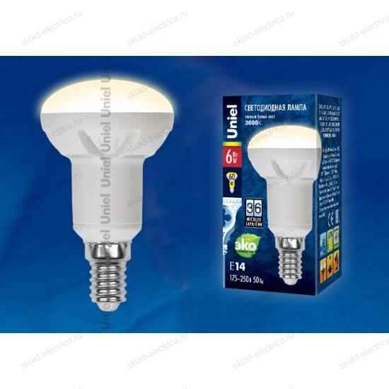 LED-R50-6W/WW/E14/FR PLP01WH картон