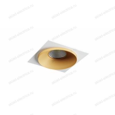Светильник встраиваемый золотой с белой рамкой Quest Light SINGLE LС gold + Frame 01 white