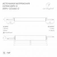 Блок питания ARPV-12040-D (12V, 3.3A, 40W) (Arlight, IP67 Металл, 3 года)