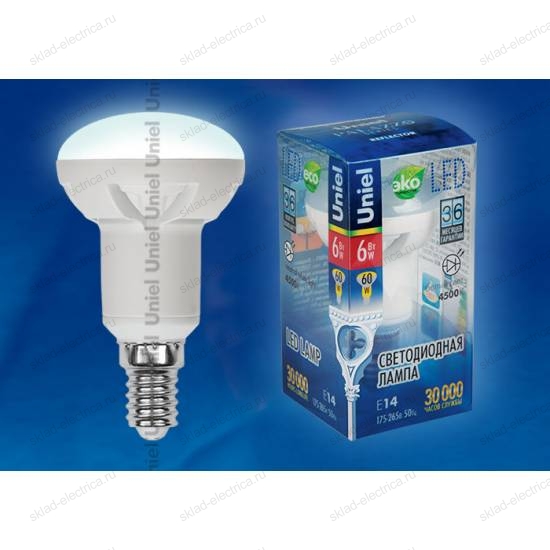 LED-R50-6W/NW/E14/FR ALP01WH пластик